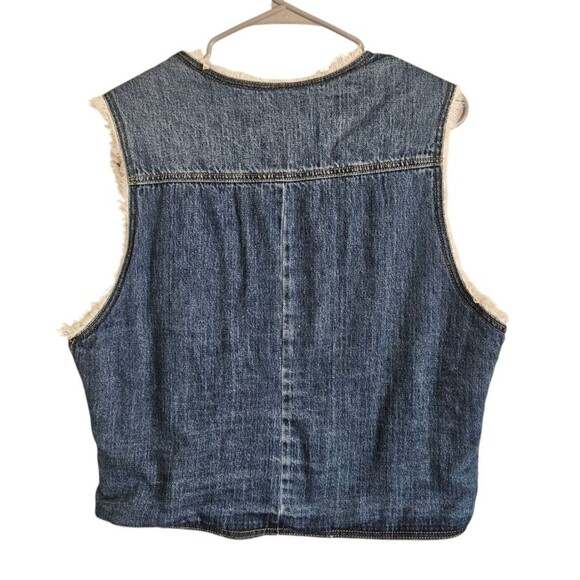 Fashion Nova "Big Sky Denim" Sherpa Lined Button-up Denim Vest Size L NEW - Picture 5 of 7